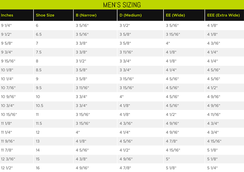 Men's Sizing Guide Image